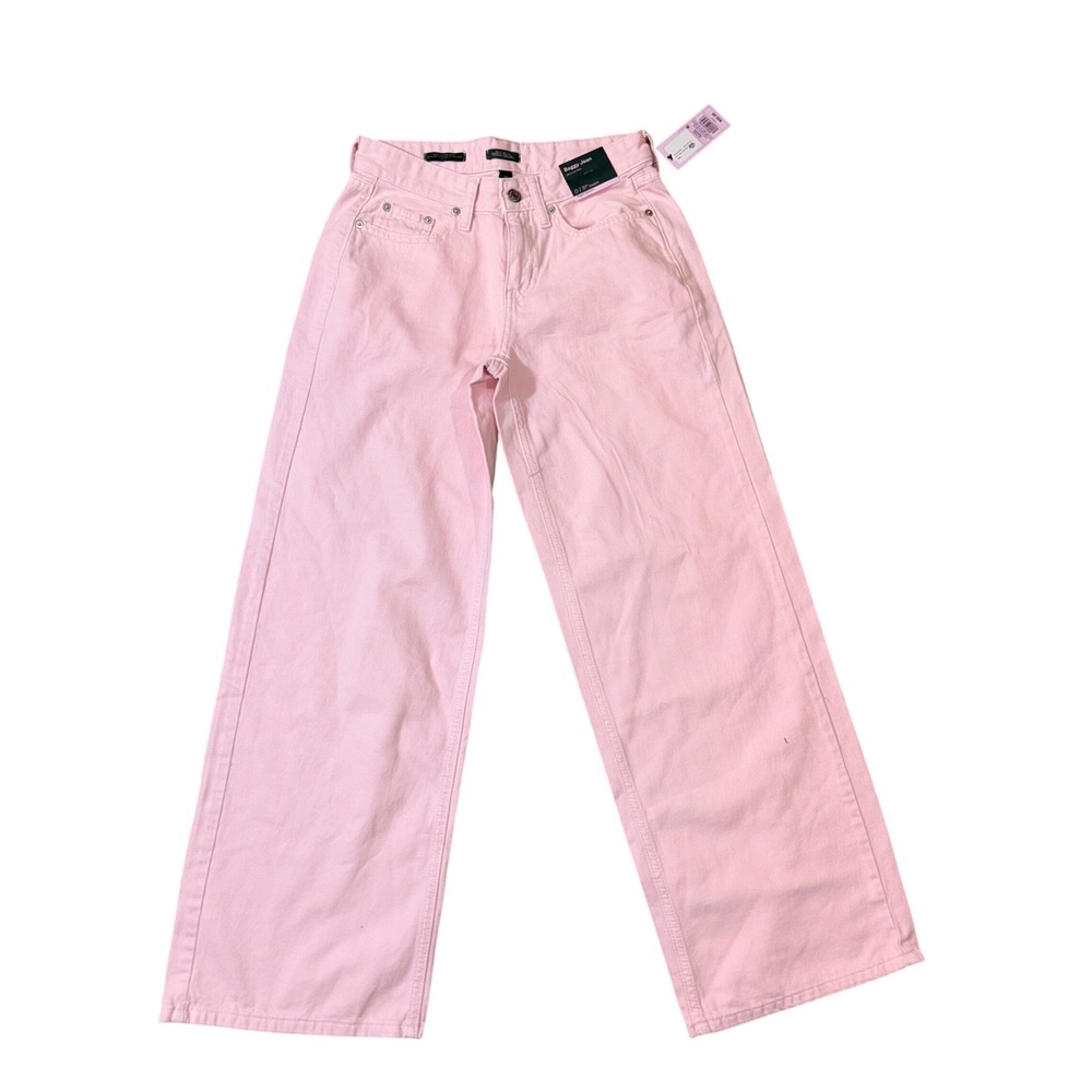 Wild Fable Pink Baggy Jeans Ultra Low Rise Wide Leg Rigid Denim Size 0 31 Inseam
